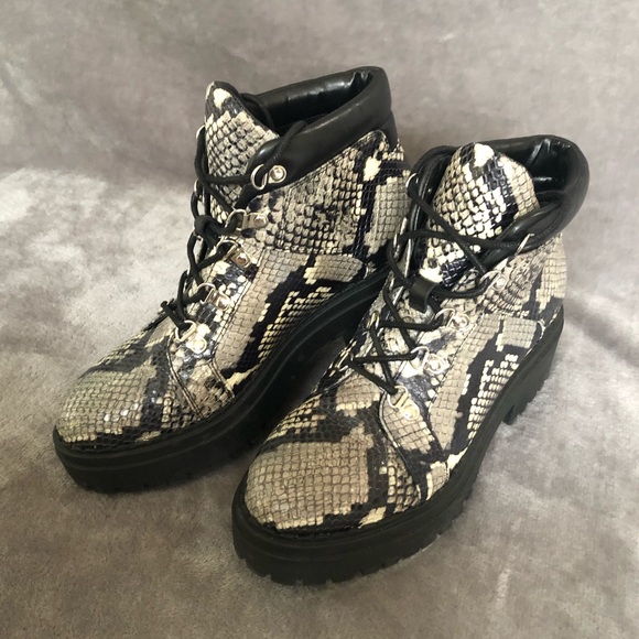 Nordstrom Genuine Leather Snakeskin Combat Boots - Picture 1 of 4